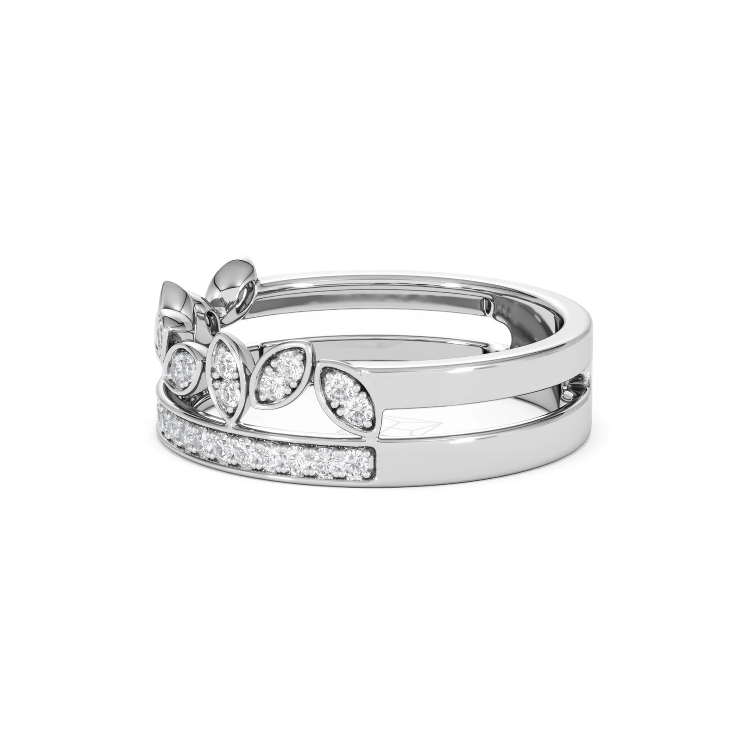 Double Band Stacking Ring Lab Diamond 0.25ct in 925 Silver - Image 74