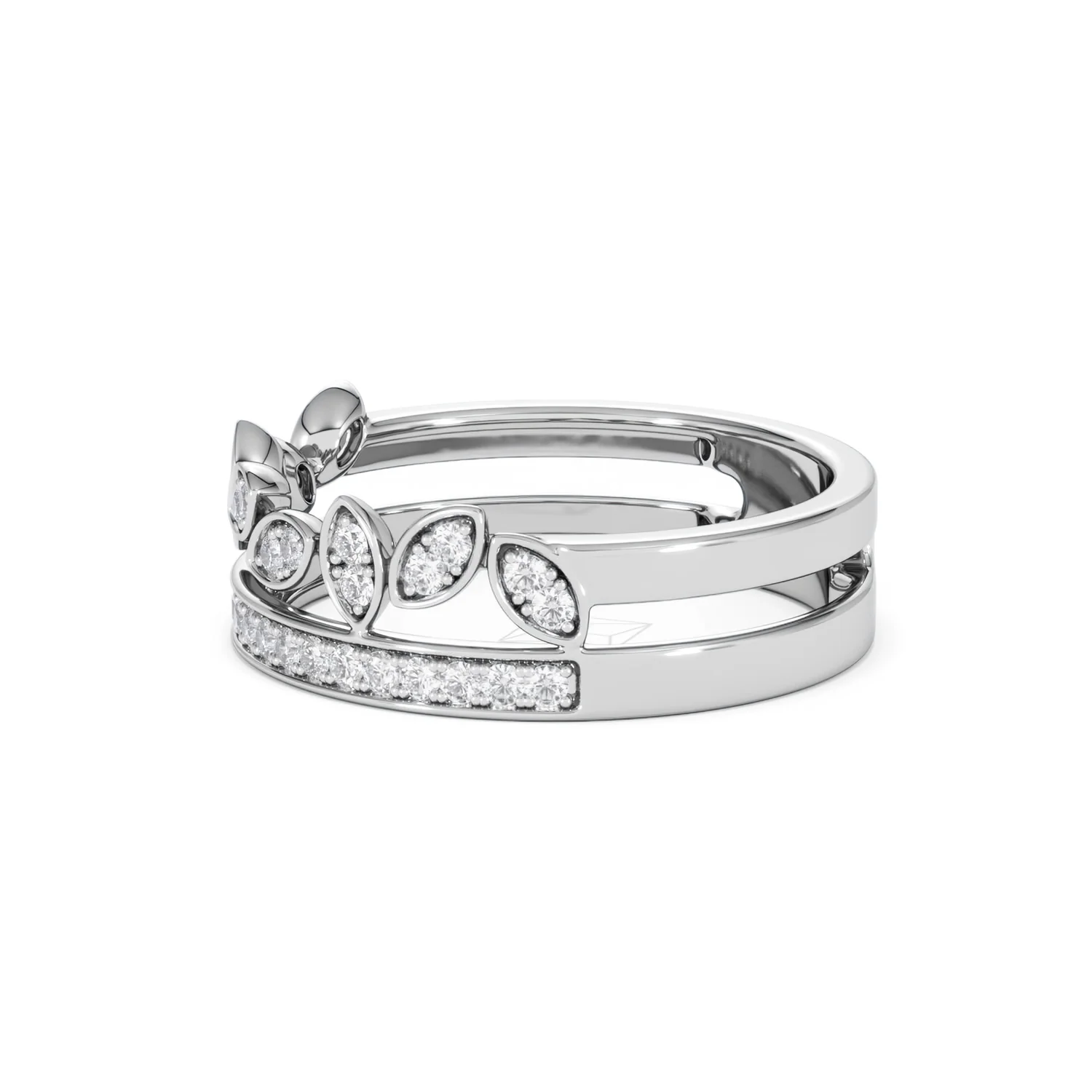 Double Band Stacking Ring Lab Diamond 0.25ct in 925 Silver - Image 75