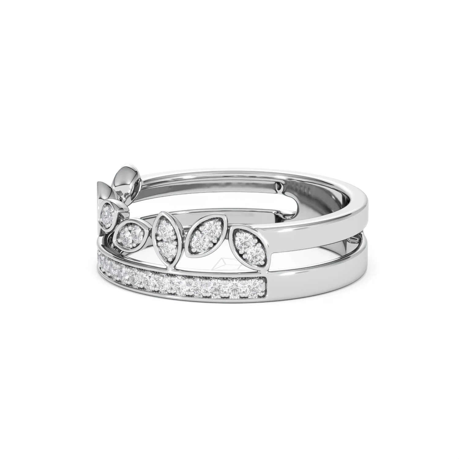 Double Band Stacking Ring Lab Diamond 0.25ct in 925 Silver - Image 77