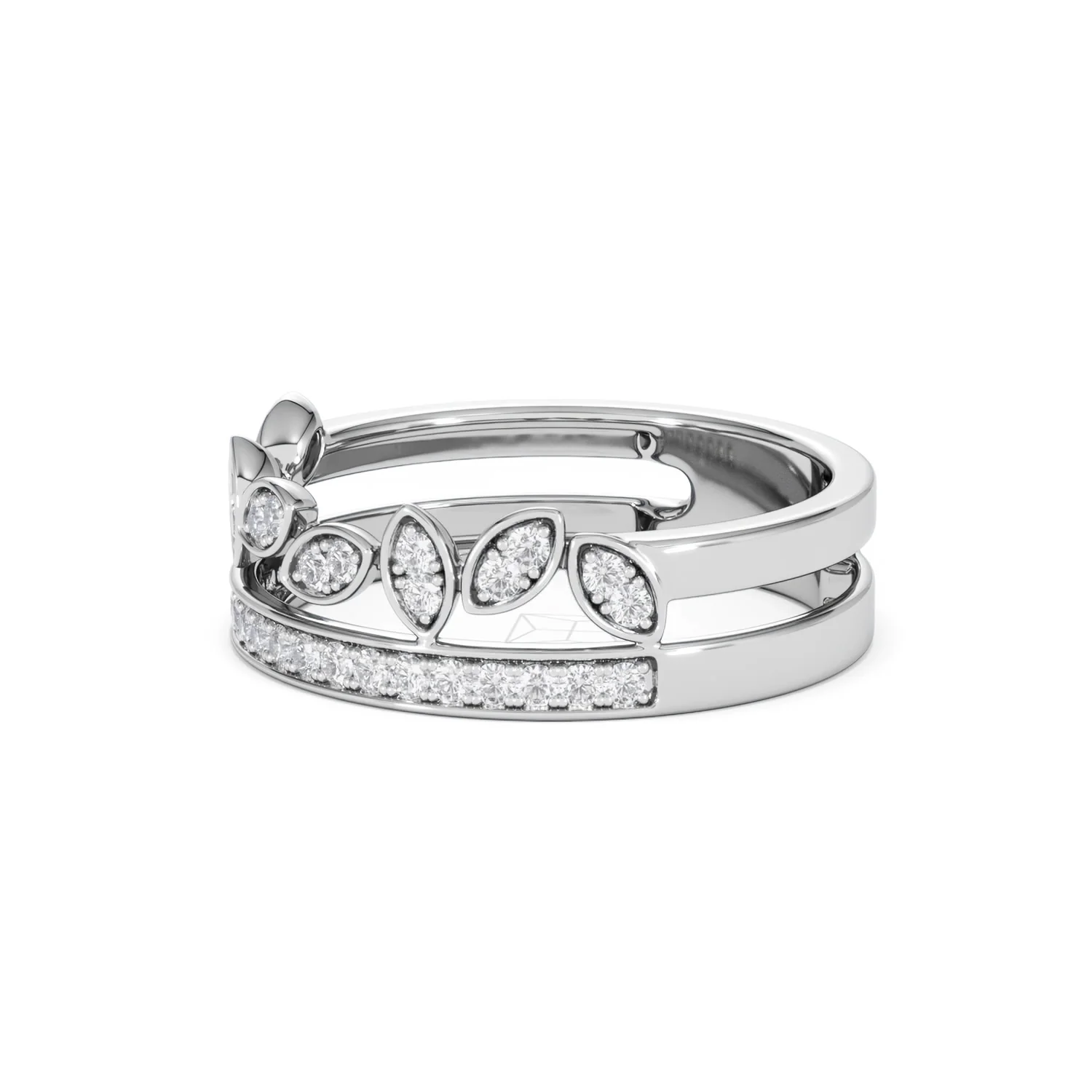 Double Band Stacking Ring Lab Diamond 0.25ct in 925 Silver - Image 78