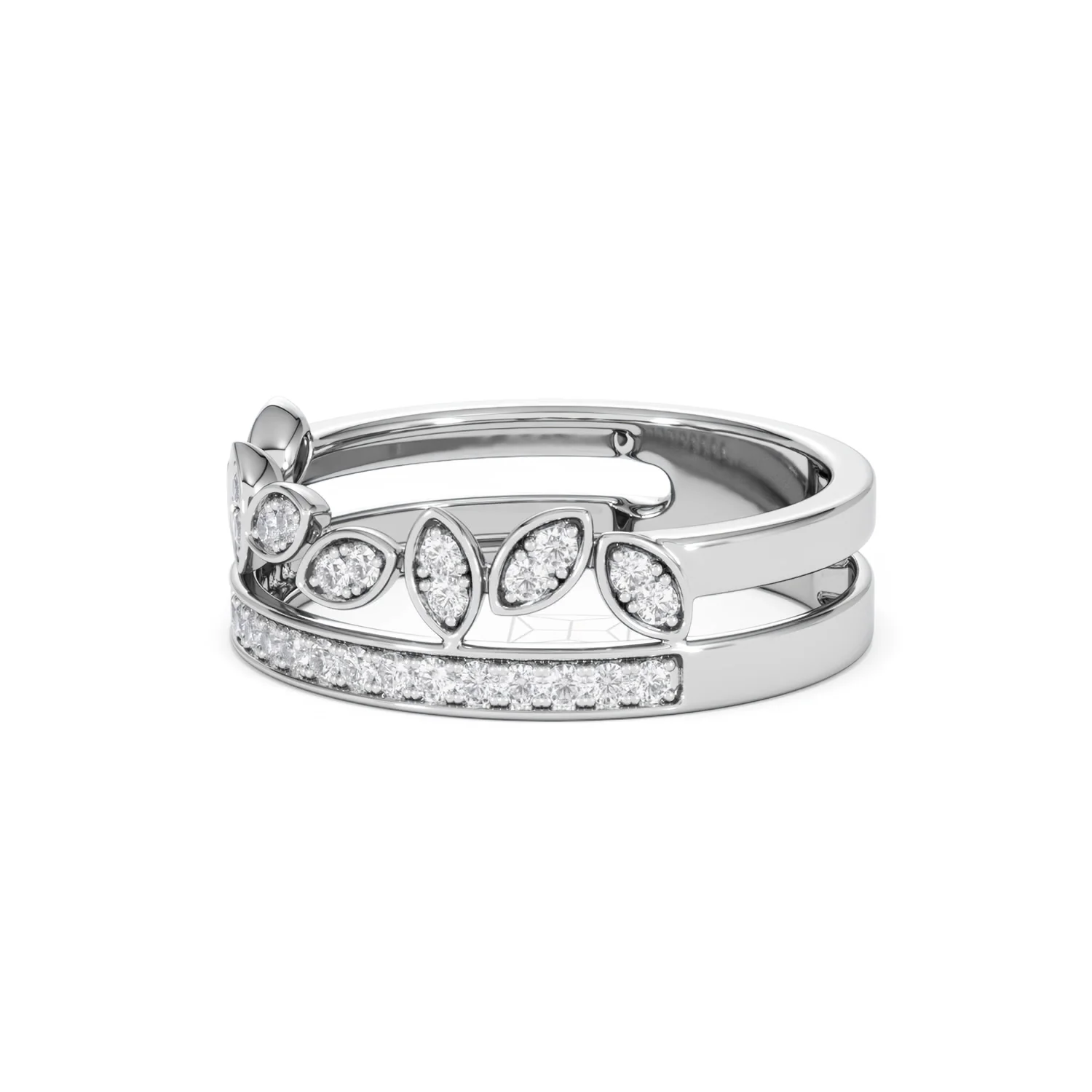 Double Band Stacking Ring Lab Diamond 0.25ct in 925 Silver - Image 79