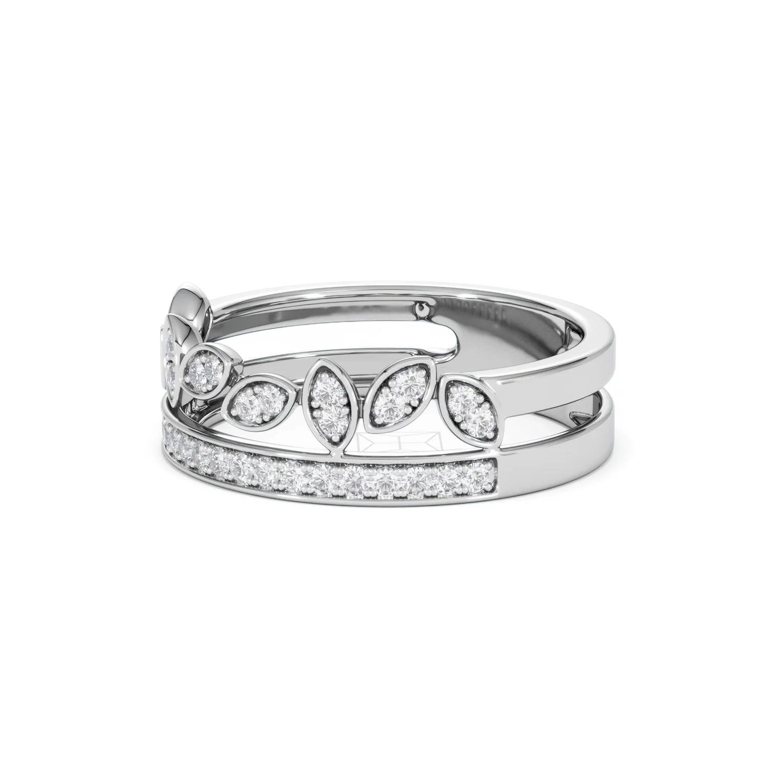 Double Band Stacking Ring Lab Diamond 0.25ct in 925 Silver - Image 80