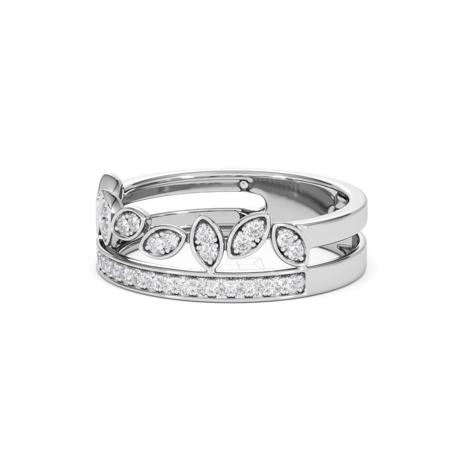 Double Band Stacking Ring Lab Diamond 0.25ct in 925 Silver - Image 81
