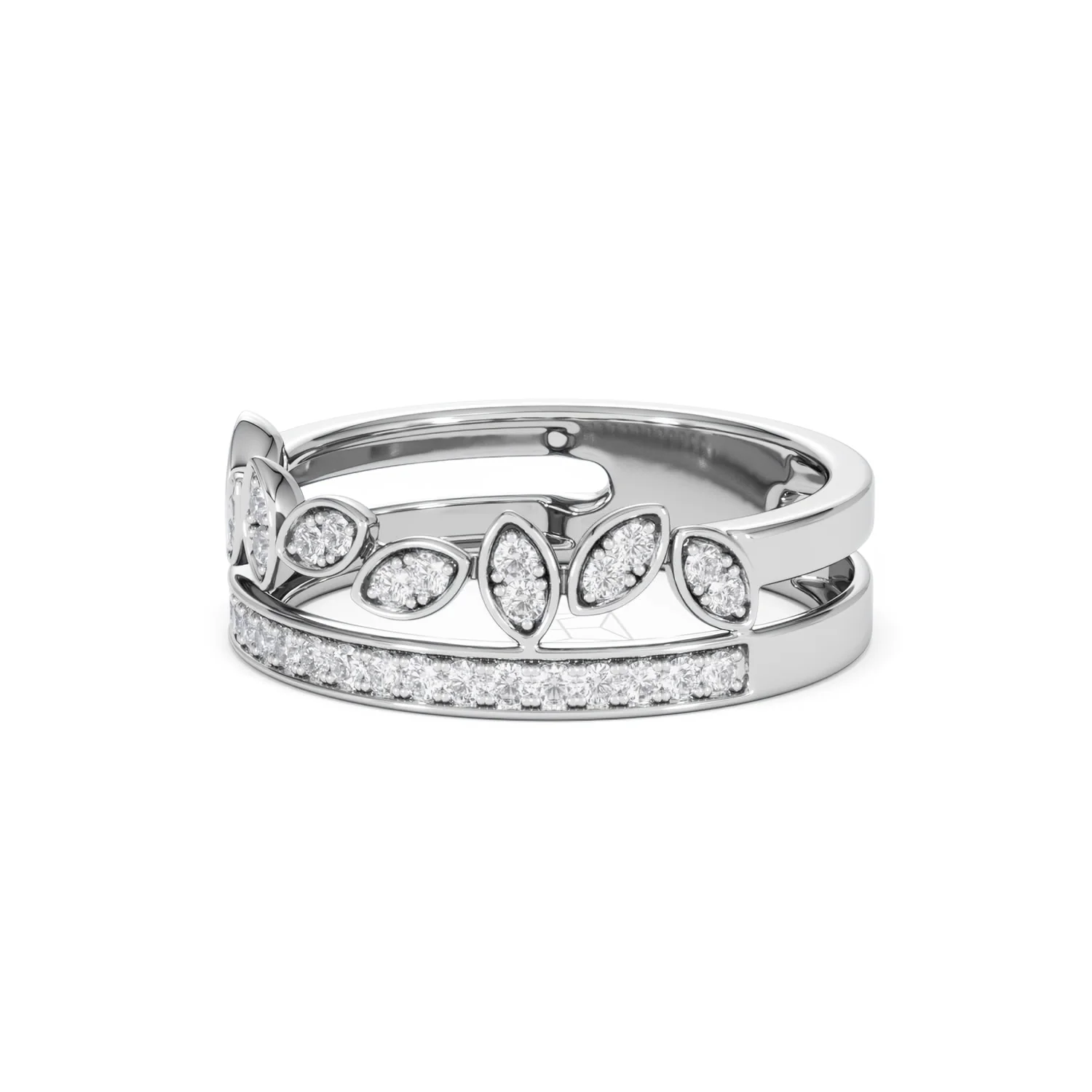 Double Band Stacking Ring Lab Diamond 0.25ct in 925 Silver - Image 82