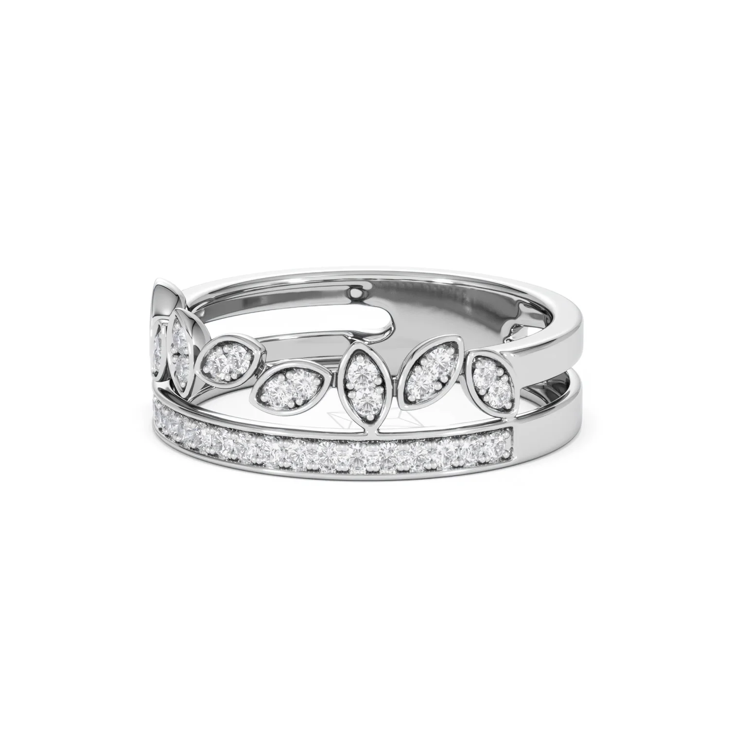 Double Band Stacking Ring Lab Diamond 0.25ct in 925 Silver - Image 83