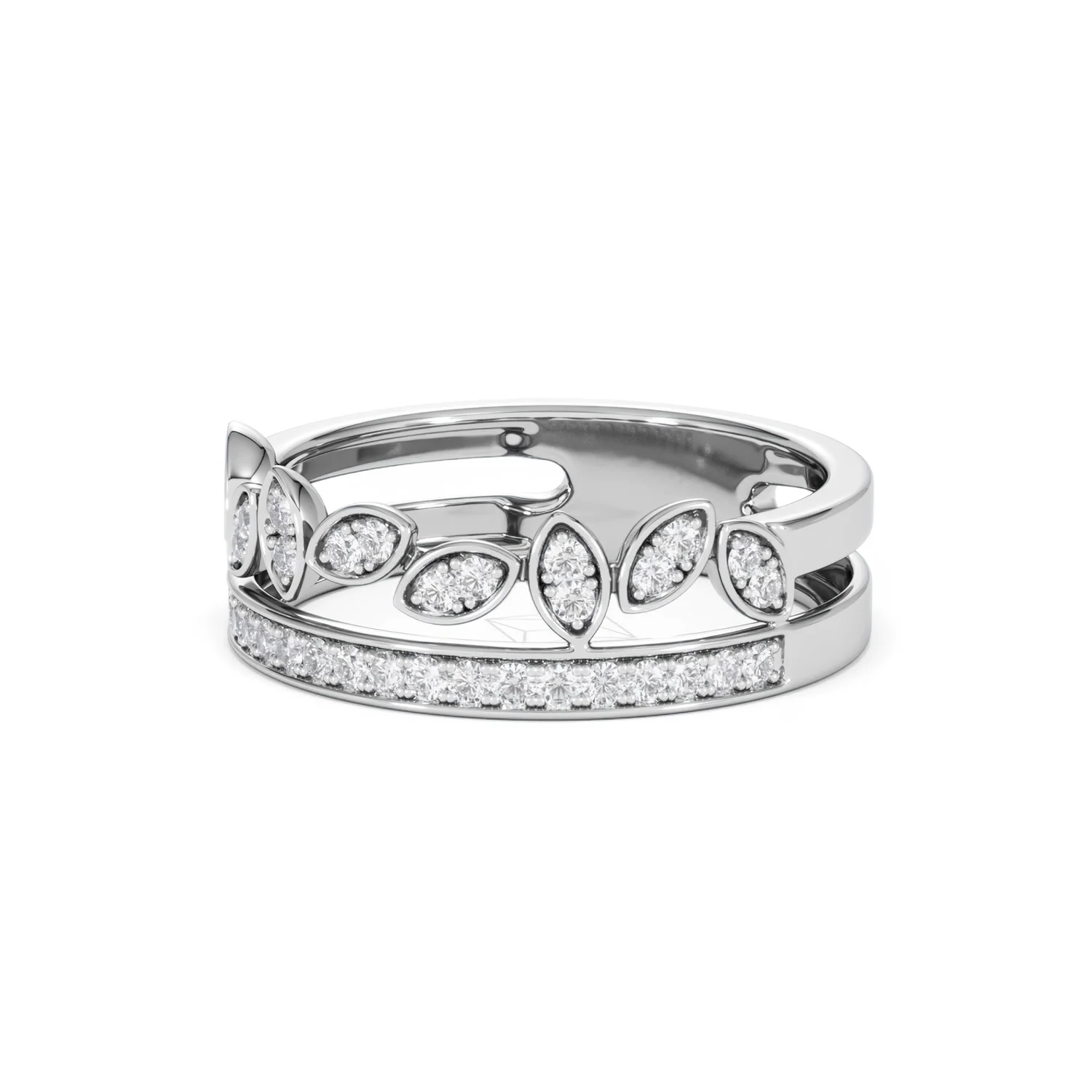 Double Band Stacking Ring Lab Diamond 0.25ct in 925 Silver - Image 84