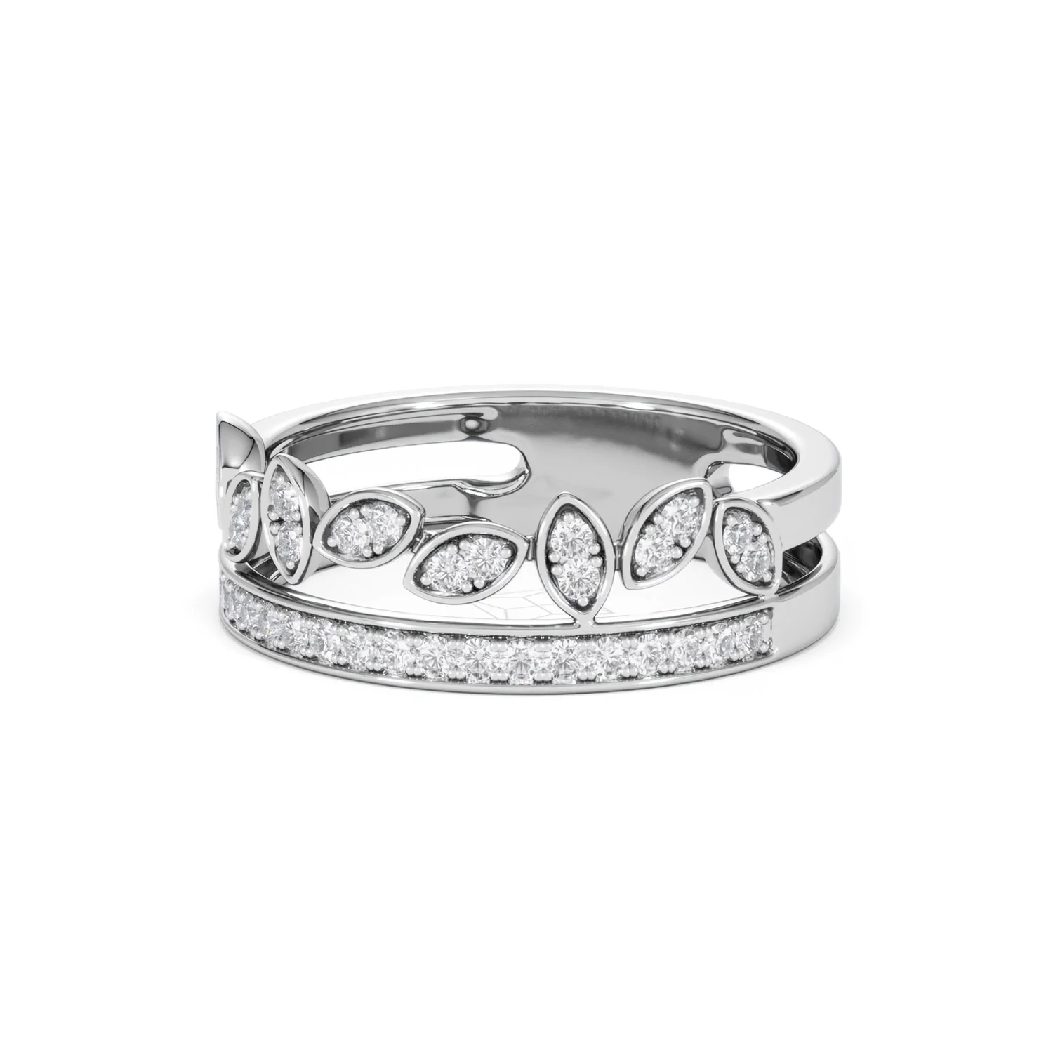 Double Band Stacking Ring Lab Diamond 0.25ct in 925 Silver - Image 85