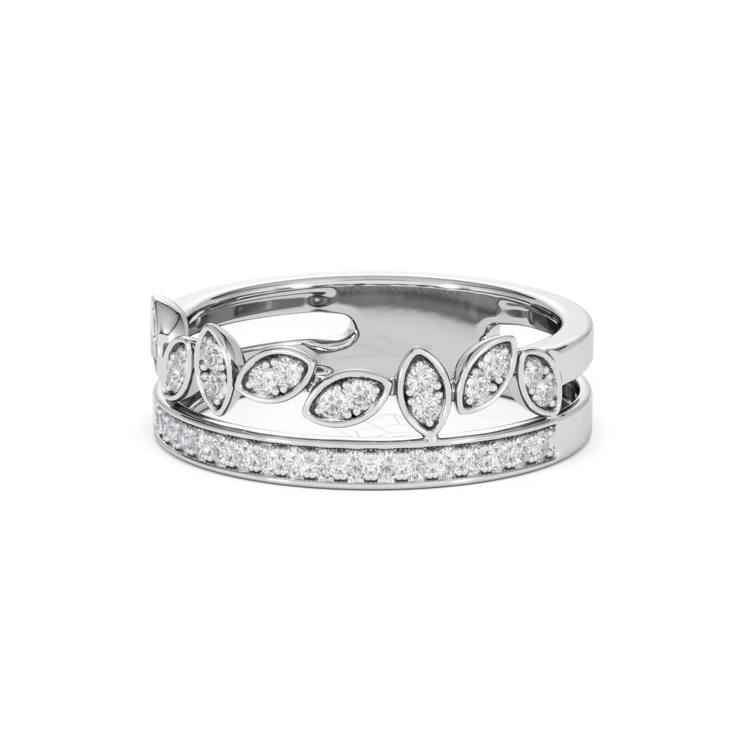 Double Band Stacking Ring Lab Diamond 0.25ct in 925 Silver - Image 86