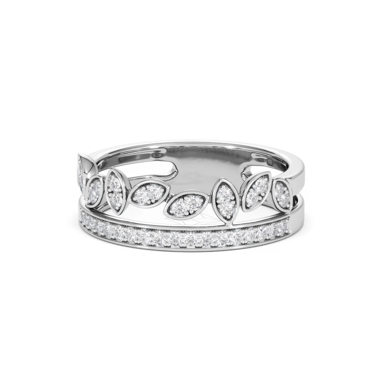 Double Band Stacking Ring Lab Diamond 0.25ct in 925 Silver - Image 87