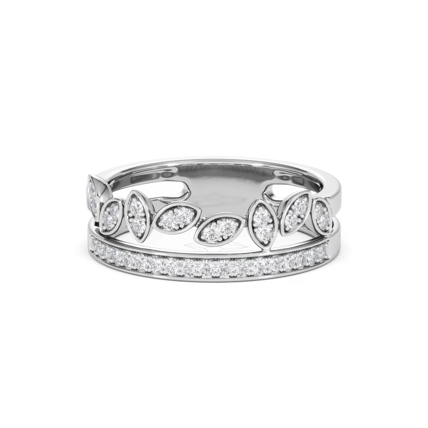 Double Band Stacking Ring Lab Diamond 0.25ct in 925 Silver - Image 88