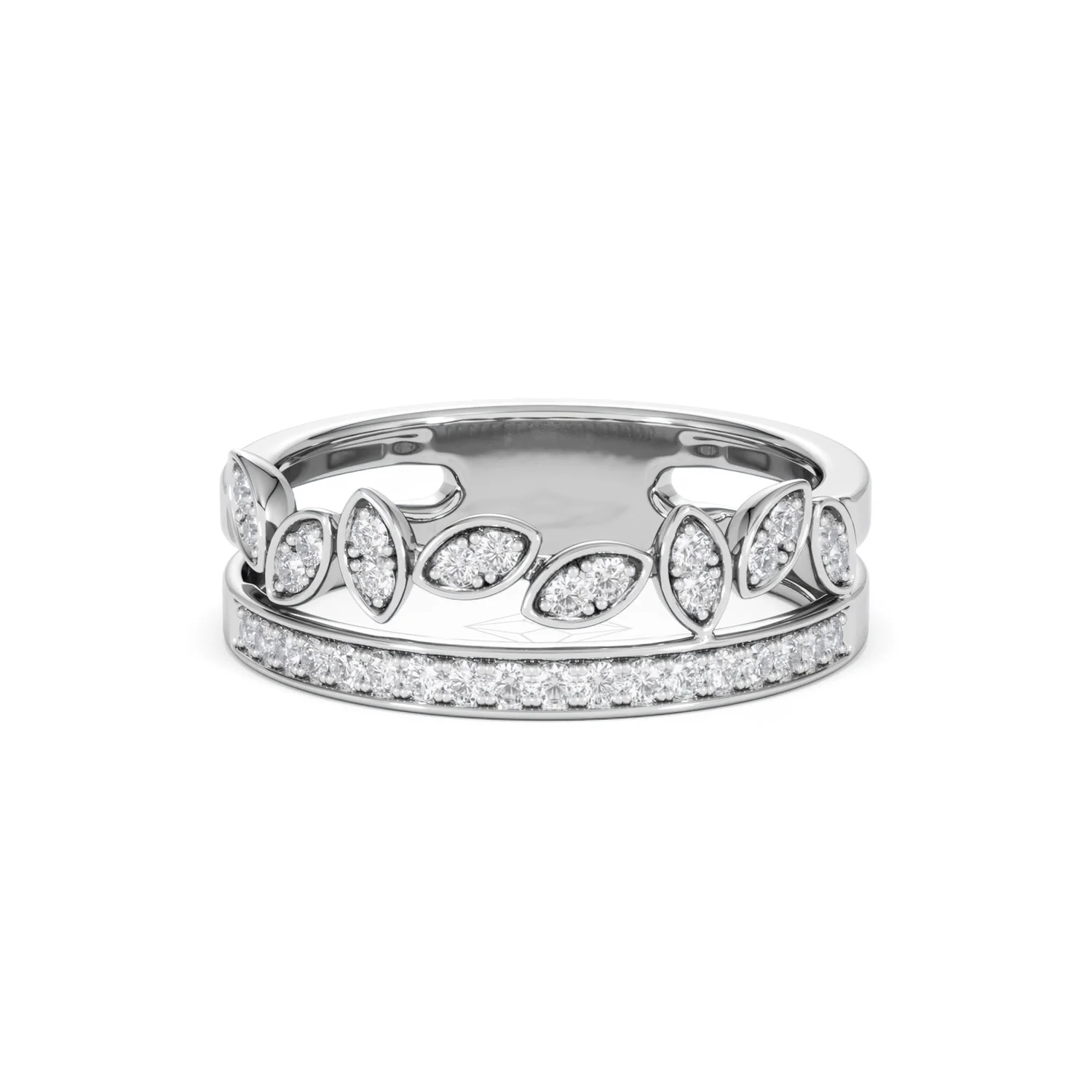 Double Band Stacking Ring Lab Diamond 0.25ct in 925 Silver - Image 89