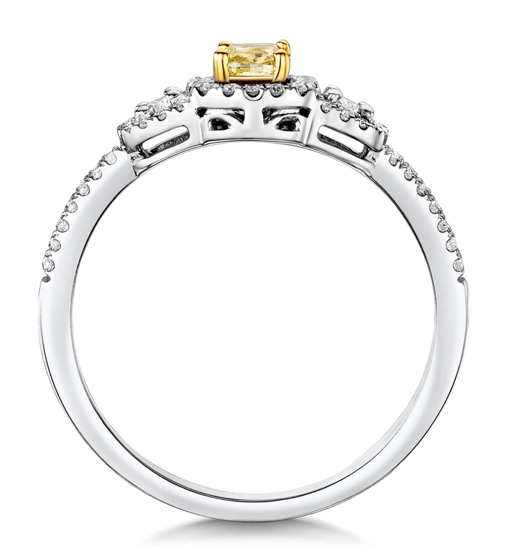 Isabella Yellow Diamond Halo Engagement Ring 0.53ct in 18K White Gold - Image 3