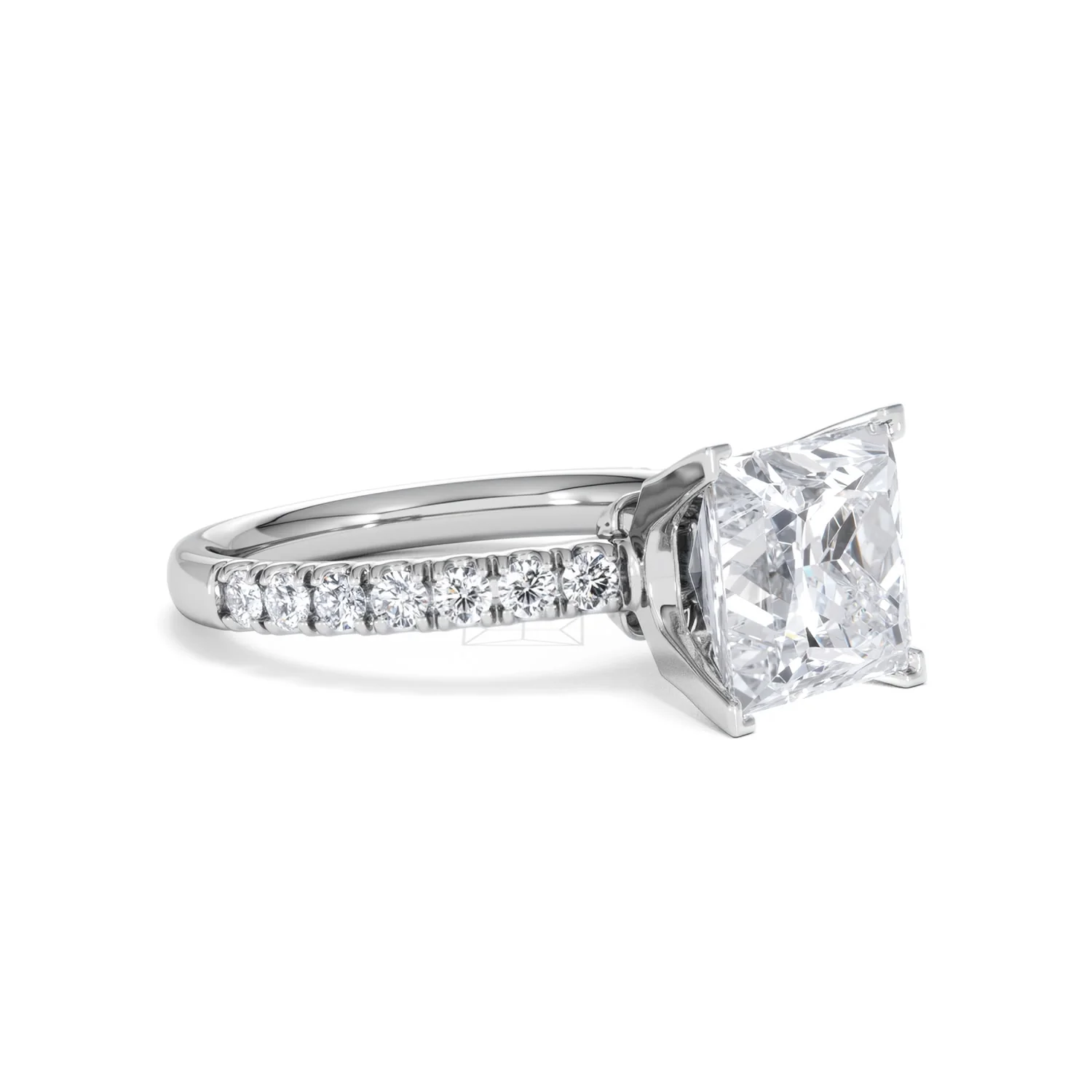 Katerina 3.45ct Lab Diamond Princess Cut Engagement Ring in 18K White Gold G/VS1 - Image 18