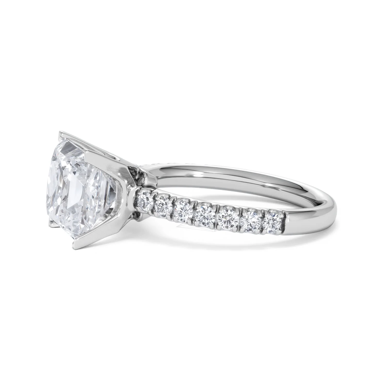 Katerina 3.45ct Lab Diamond Princess Cut Engagement Ring in 18K White Gold G/VS1 - Image 72
