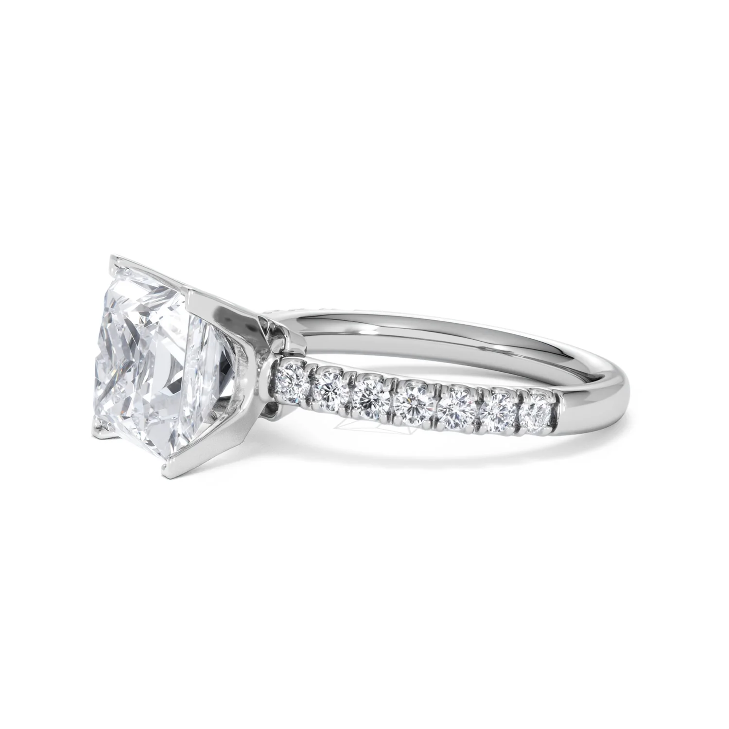 Katerina 3.45ct Lab Diamond Princess Cut Engagement Ring in 18K White Gold G/VS1 - Image 74