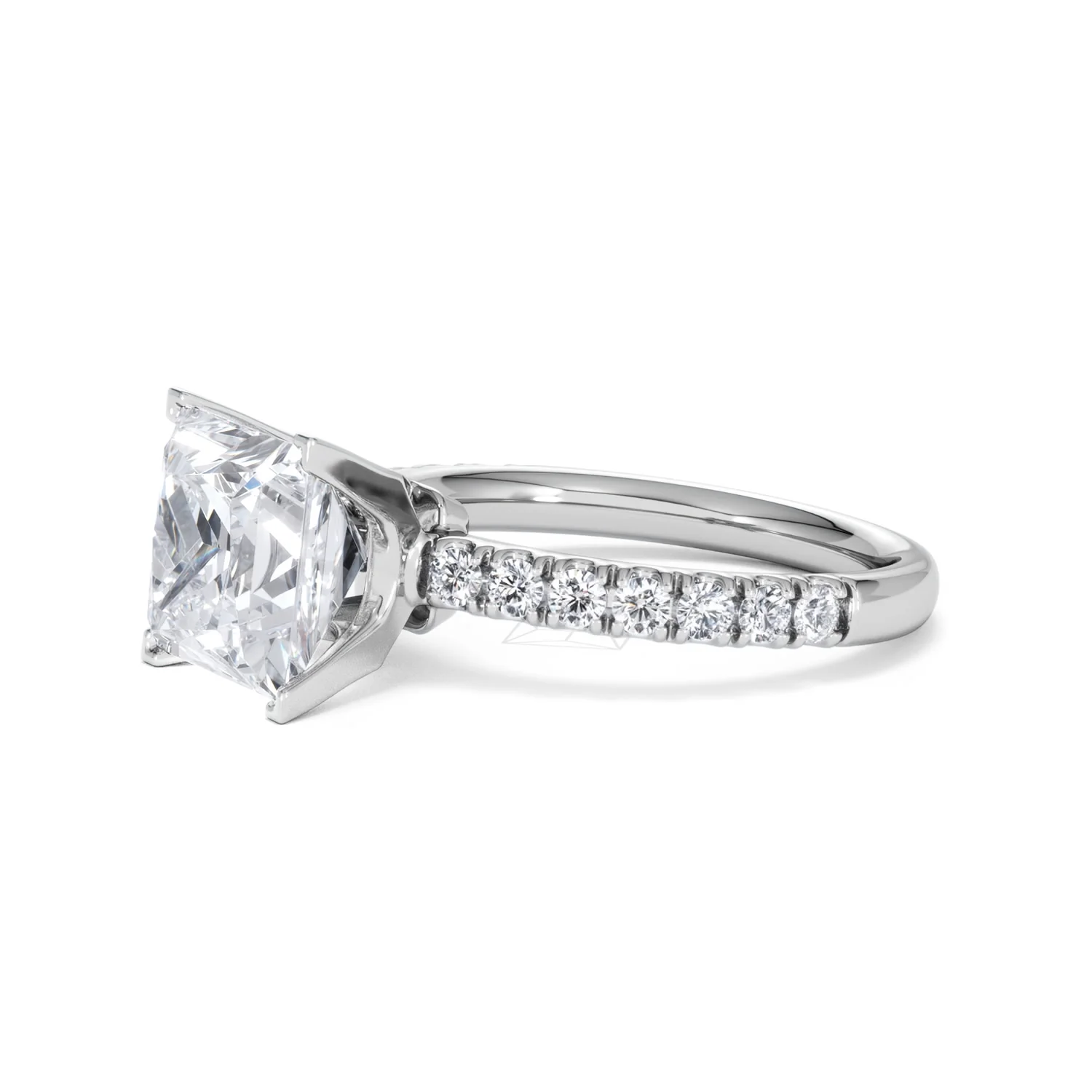 Katerina 3.45ct Lab Diamond Princess Cut Engagement Ring in 18K White Gold G/VS1 - Image 75