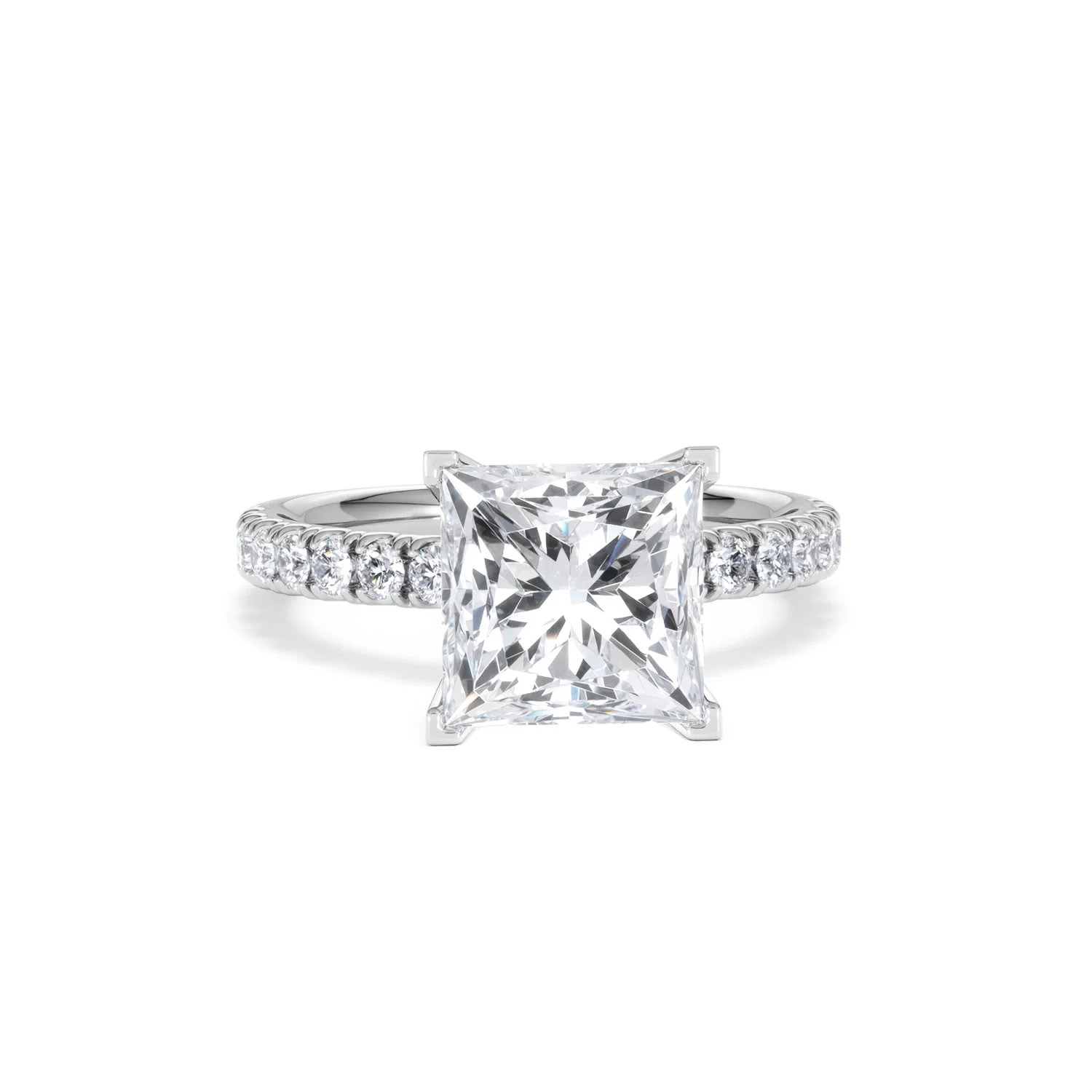 Katerina 3.45ct Lab Diamond Princess Cut Engagement Ring in 18K White Gold G/VS1 - Image 9