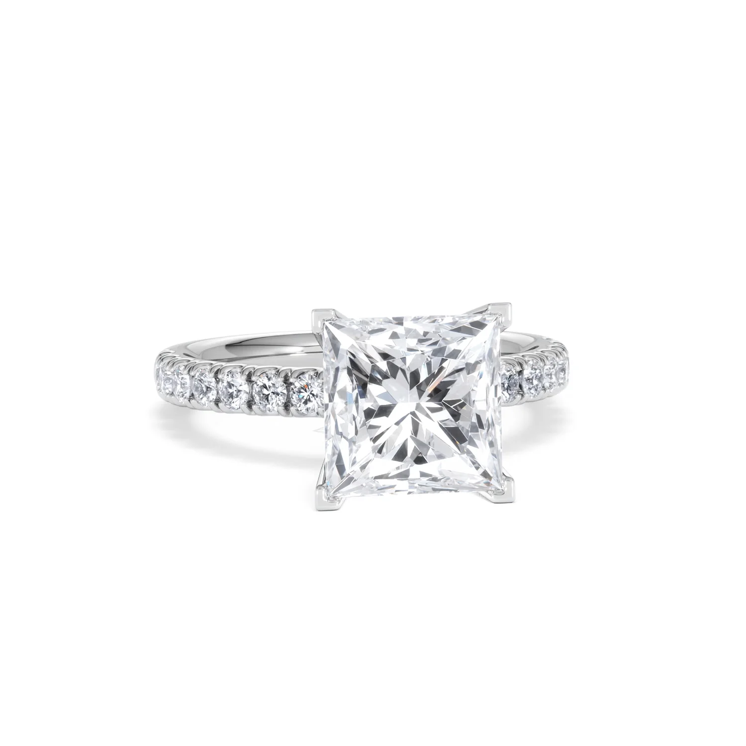 Katerina 3.45ct Lab Diamond Princess Cut Engagement Ring in Platinum G/VS1 - Image 10