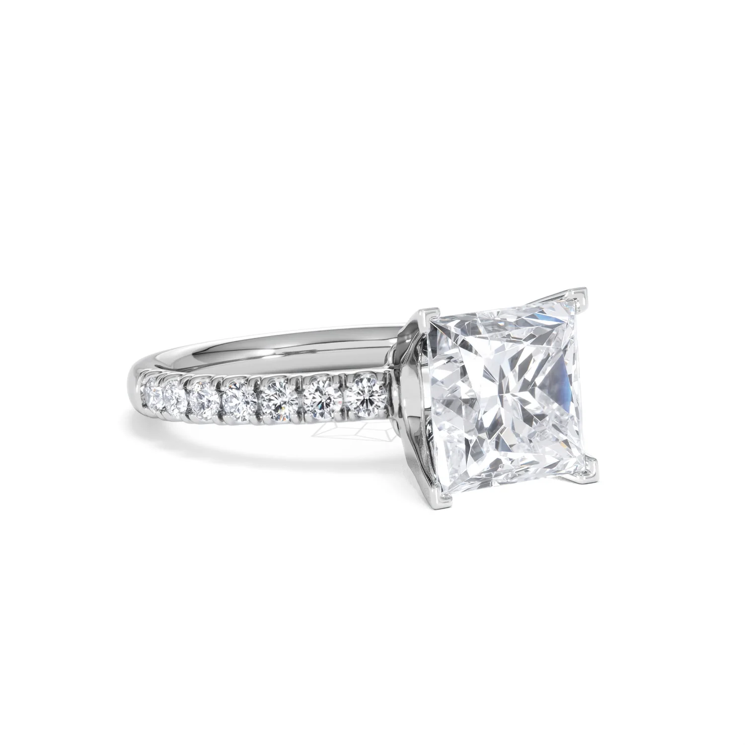 Katerina 3.45ct Lab Diamond Princess Cut Engagement Ring in Platinum G/VS1 - Image 15