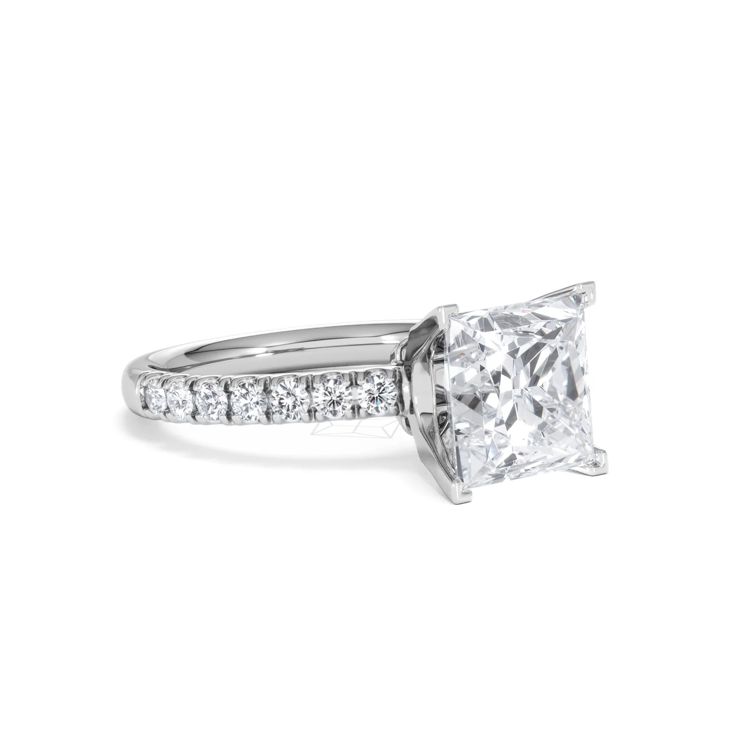 Katerina 3.45ct Lab Diamond Princess Cut Engagement Ring in Platinum G/VS1 - Image 16