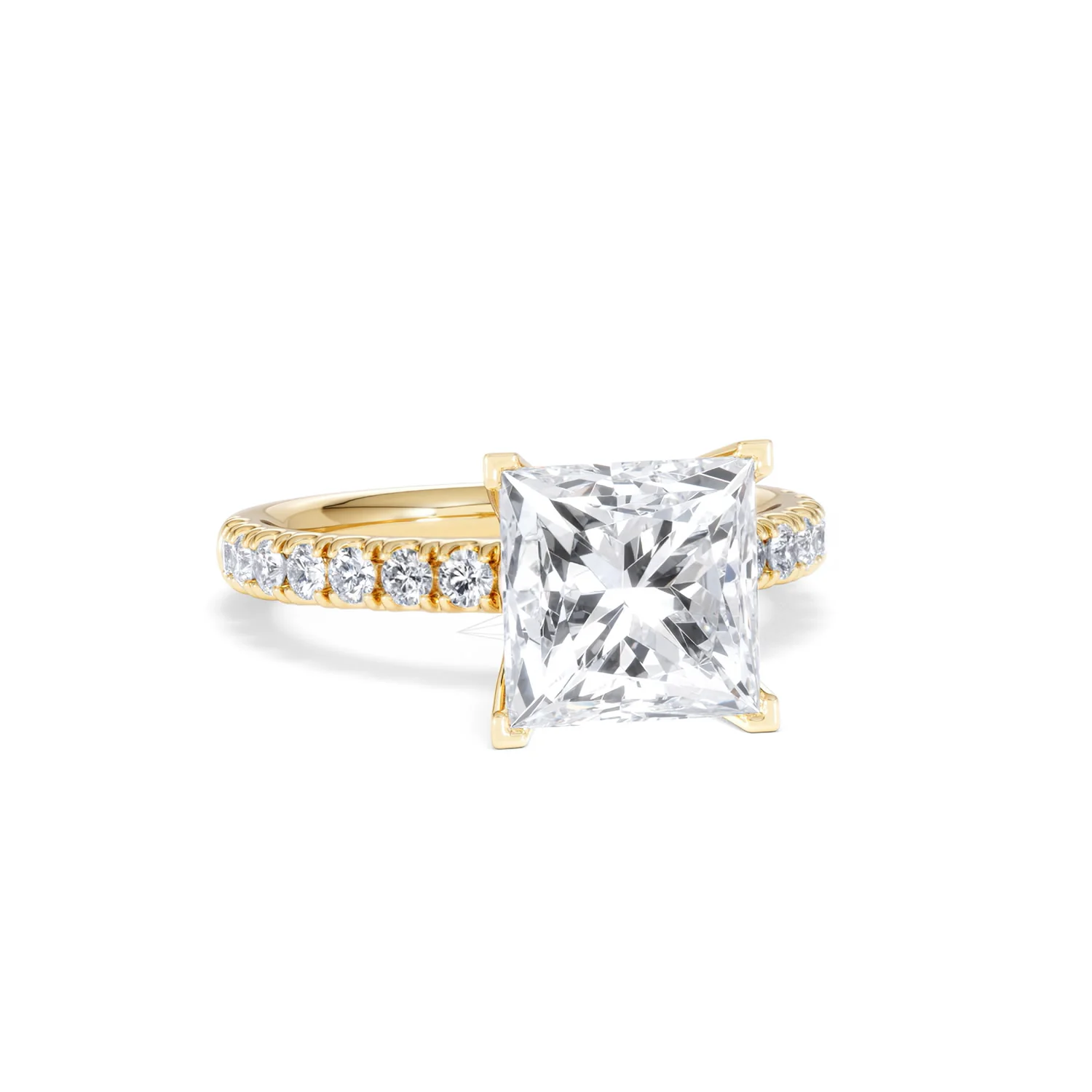 Katerina 3.55ct Lab Diamond Princess Cut Engagement Ring in 18K Yellow Gold G/VS1 - Image 11