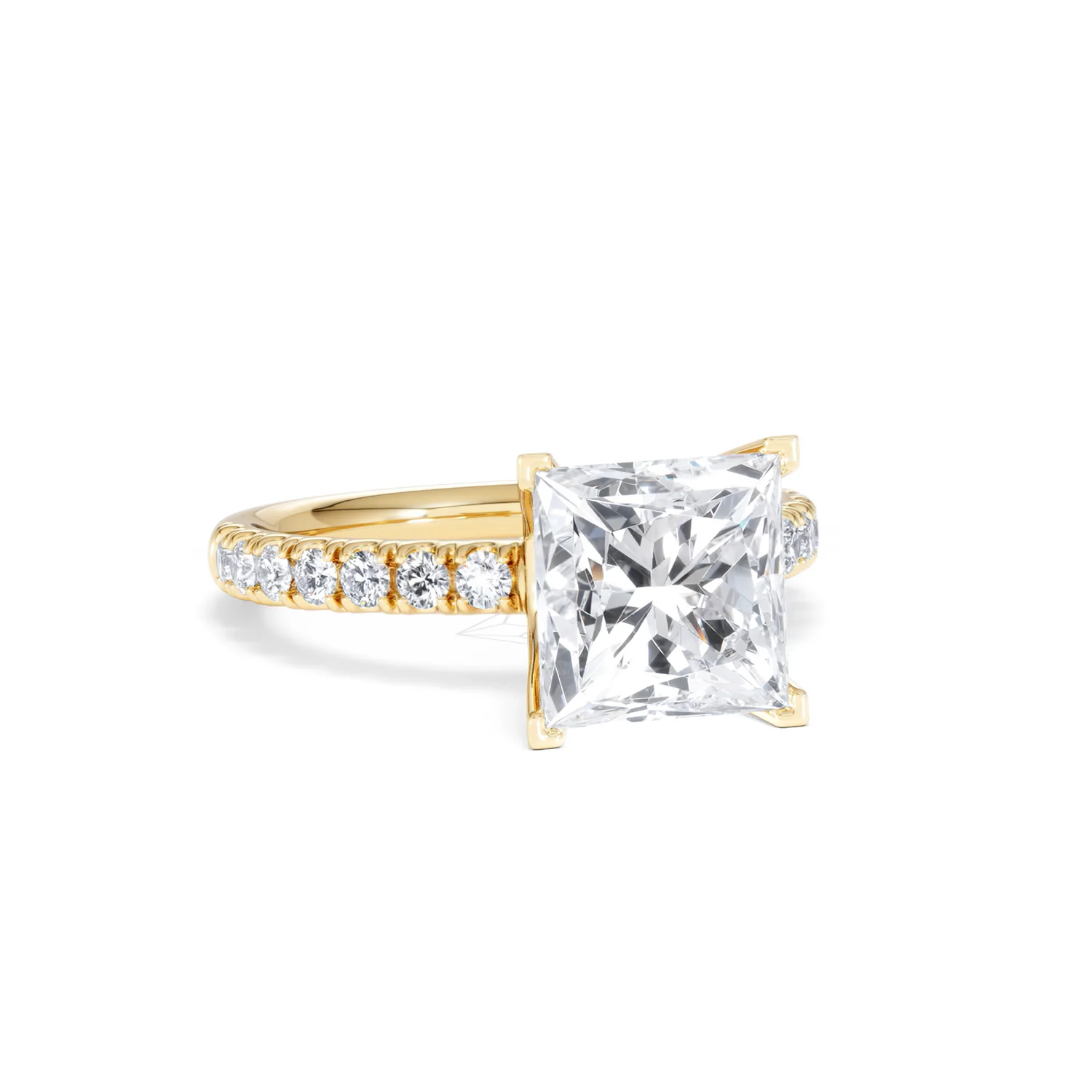 Katerina 3.55ct Lab Diamond Princess Cut Engagement Ring in 18K Yellow Gold G/VS1 - Image 12