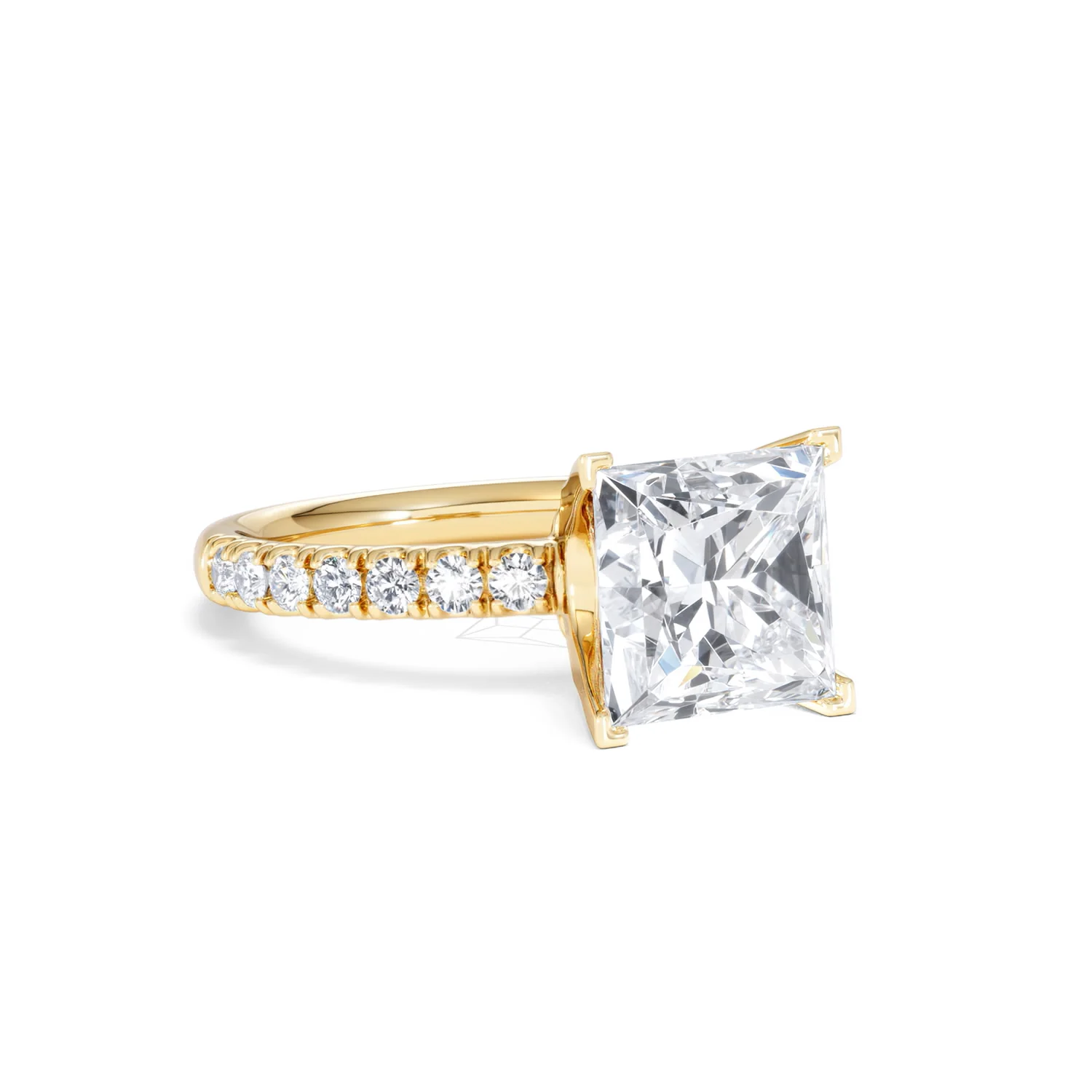Katerina 3.55ct Lab Diamond Princess Cut Engagement Ring in 18K Yellow Gold G/VS1 - Image 14