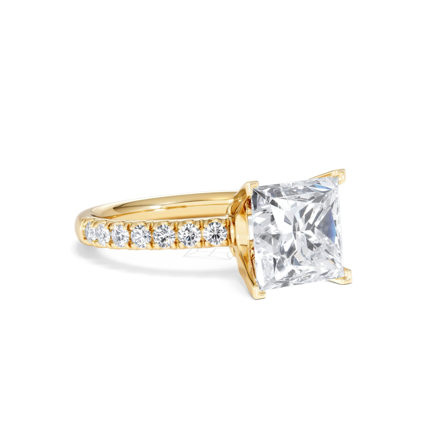 Katerina 3.55ct Lab Diamond Princess Cut Engagement Ring in 18K Yellow Gold G/VS1 - Image 15