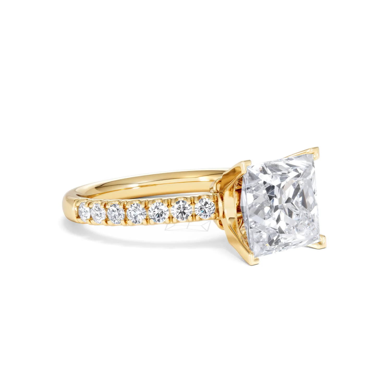 Katerina 3.55ct Lab Diamond Princess Cut Engagement Ring in 18K Yellow Gold G/VS1 - Image 17
