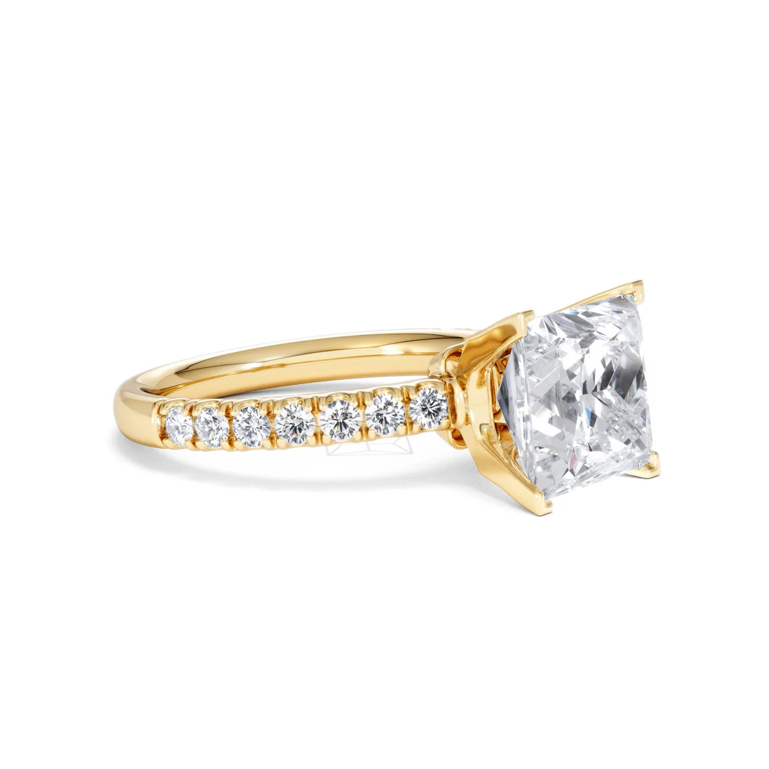 Katerina 3.55ct Lab Diamond Princess Cut Engagement Ring in 18K Yellow Gold G/VS1 - Image 19