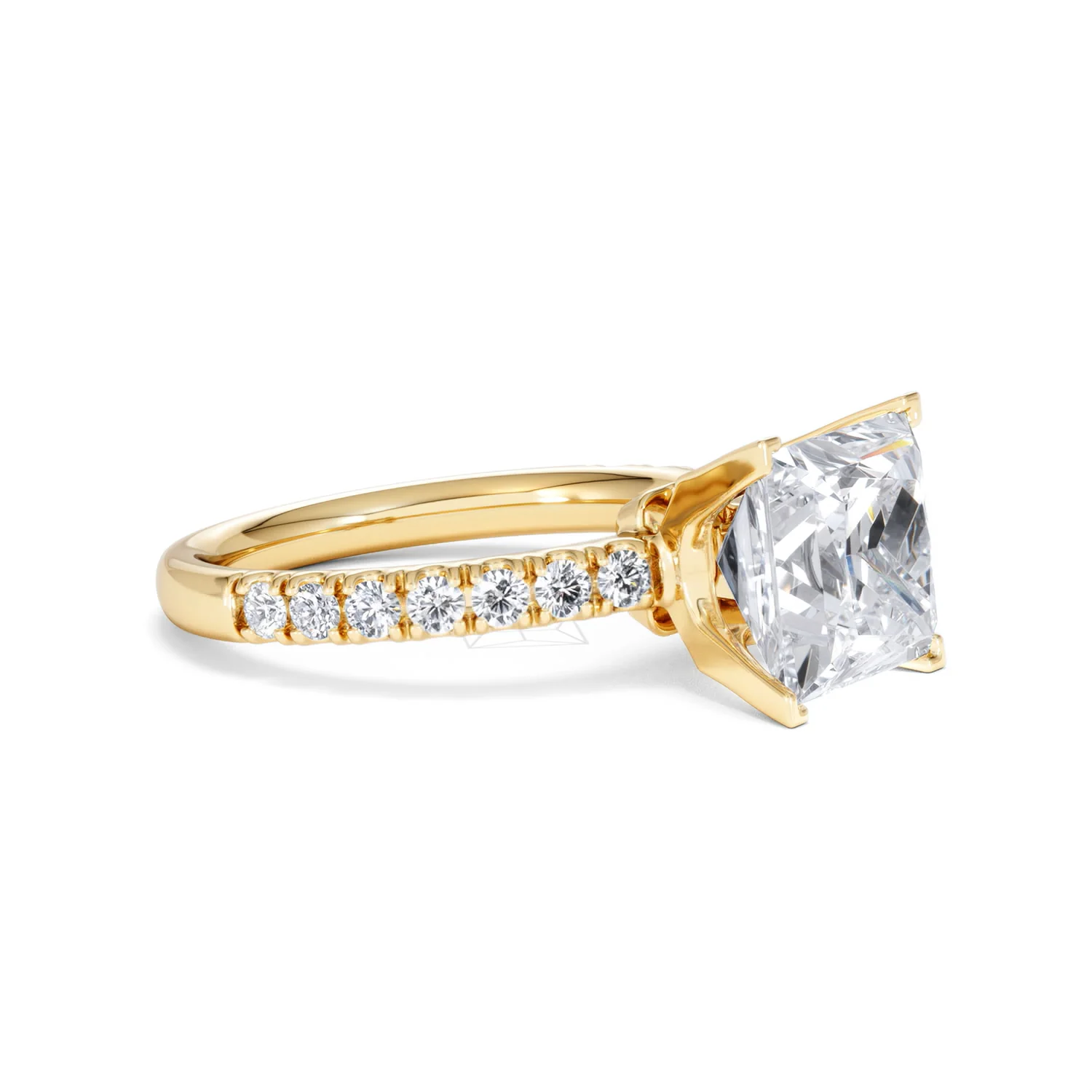 Katerina 3.55ct Lab Diamond Princess Cut Engagement Ring in 18K Yellow Gold G/VS1 - Image 20