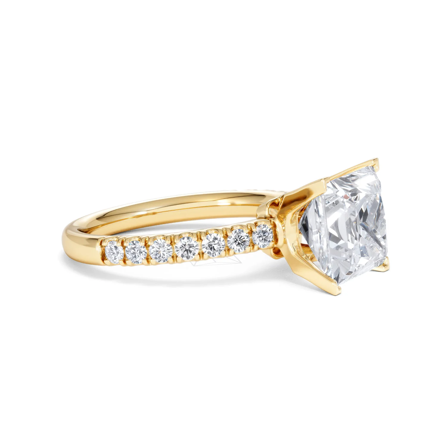 Katerina 3.55ct Lab Diamond Princess Cut Engagement Ring in 18K Yellow Gold G/VS1 - Image 21
