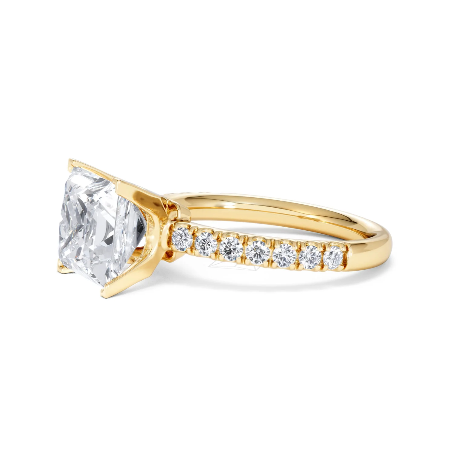 Katerina 3.55ct Lab Diamond Princess Cut Engagement Ring in 18K Yellow Gold G/VS1 - Image 74