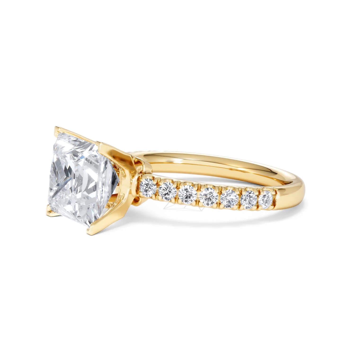 Katerina 3.55ct Lab Diamond Princess Cut Engagement Ring in 18K Yellow Gold G/VS1 - Image 75