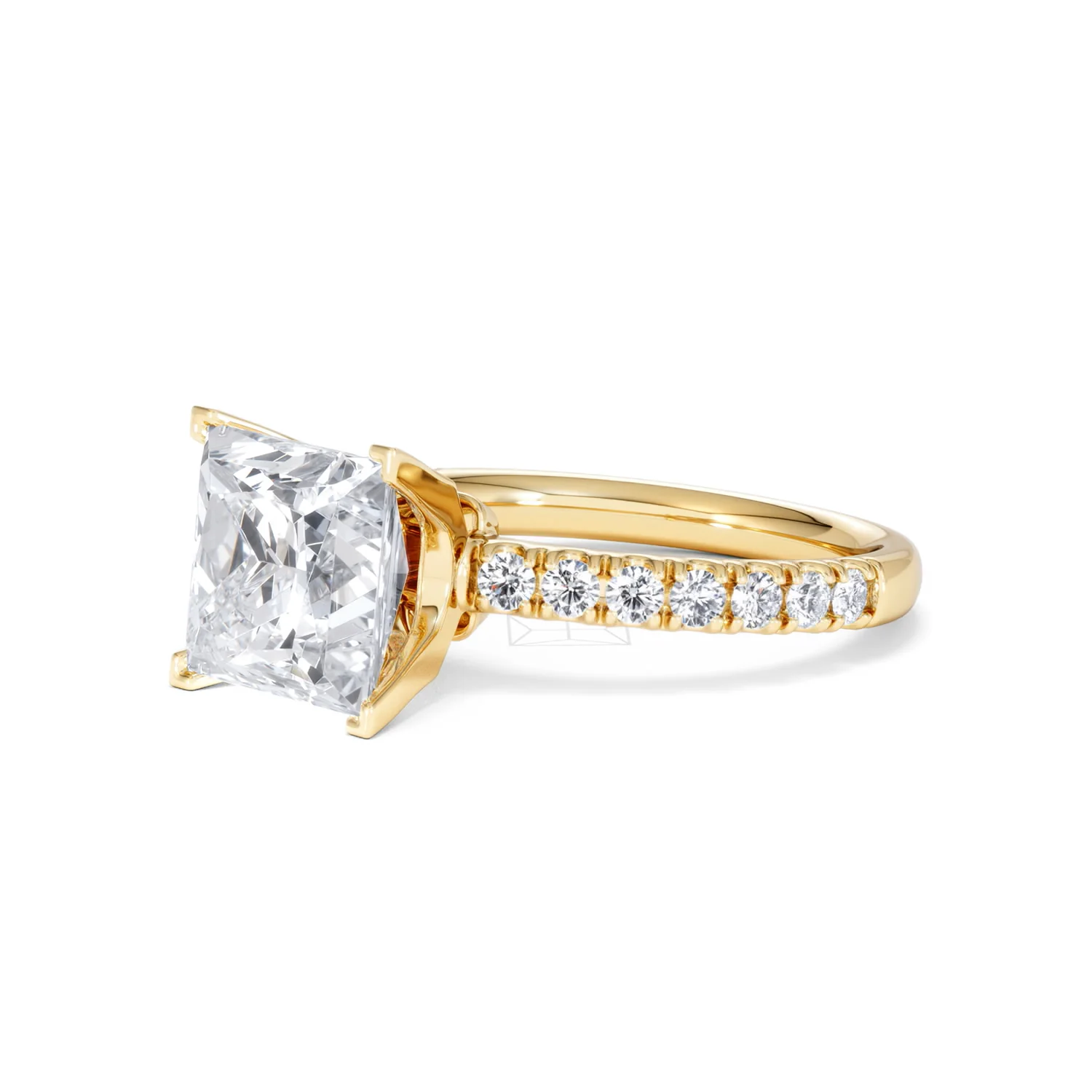 Katerina 3.55ct Lab Diamond Princess Cut Engagement Ring in 18K Yellow Gold G/VS1 - Image 78