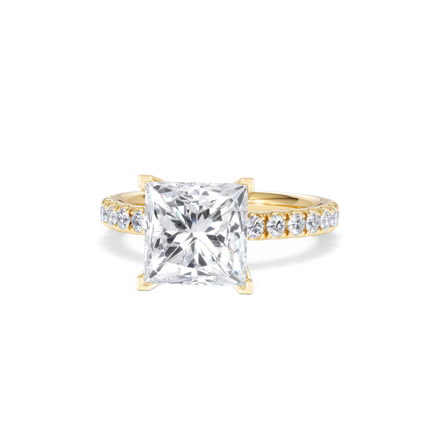 Katerina 3.55ct Lab Diamond Princess Cut Engagement Ring in 18K Yellow Gold G/VS1 - Image 86