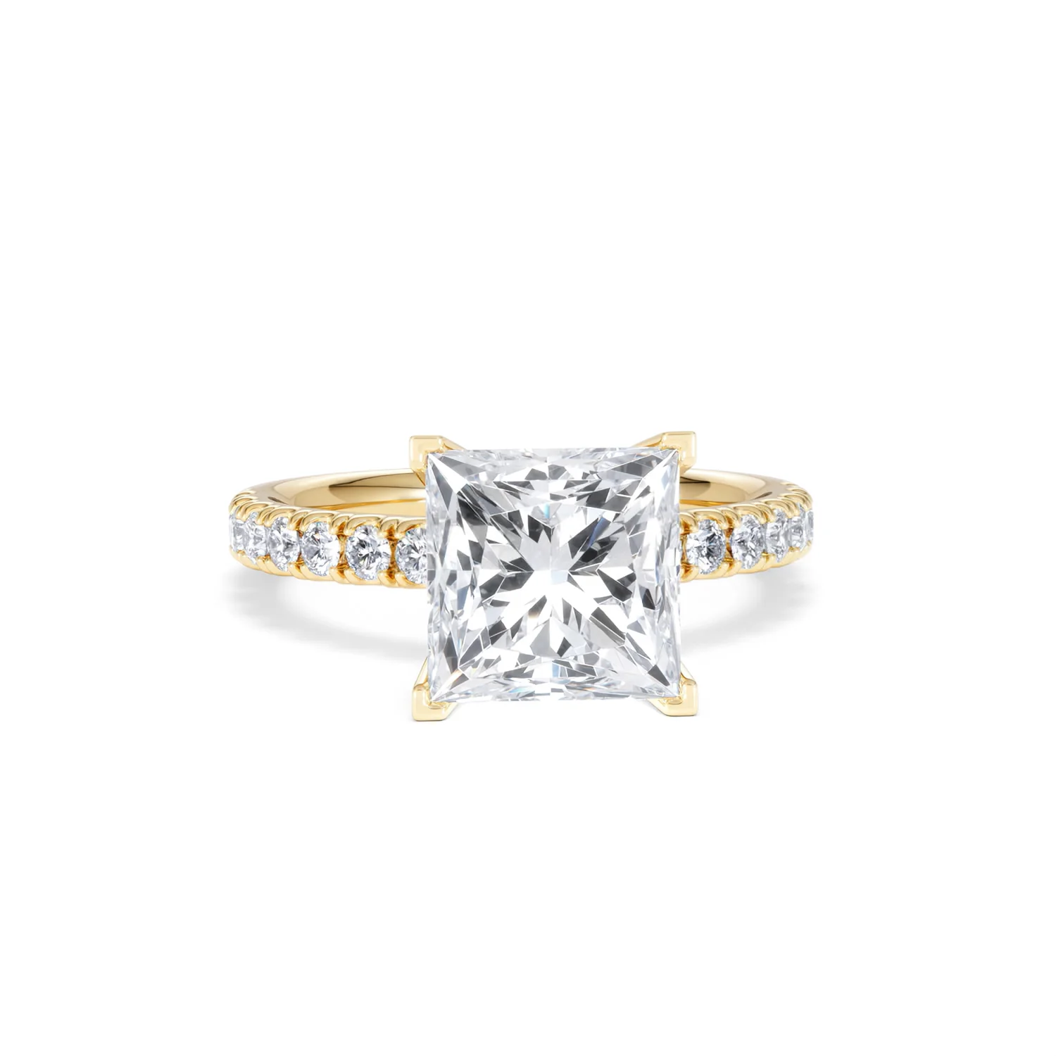 Katerina 3.55ct Lab Diamond Princess Cut Engagement Ring in 18K Yellow Gold G/VS1 - Image 9
