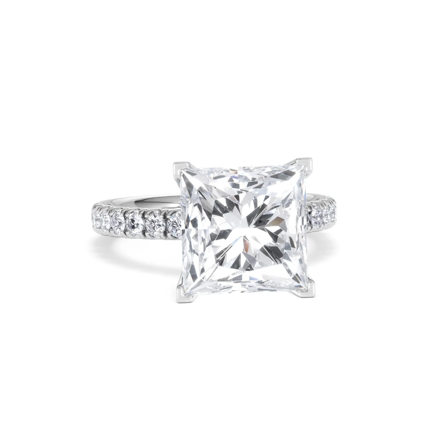Katerina 5.55ct Lab Diamond Princess Cut Engagement Ring in 18K White Gold G/VS1 - Image 10