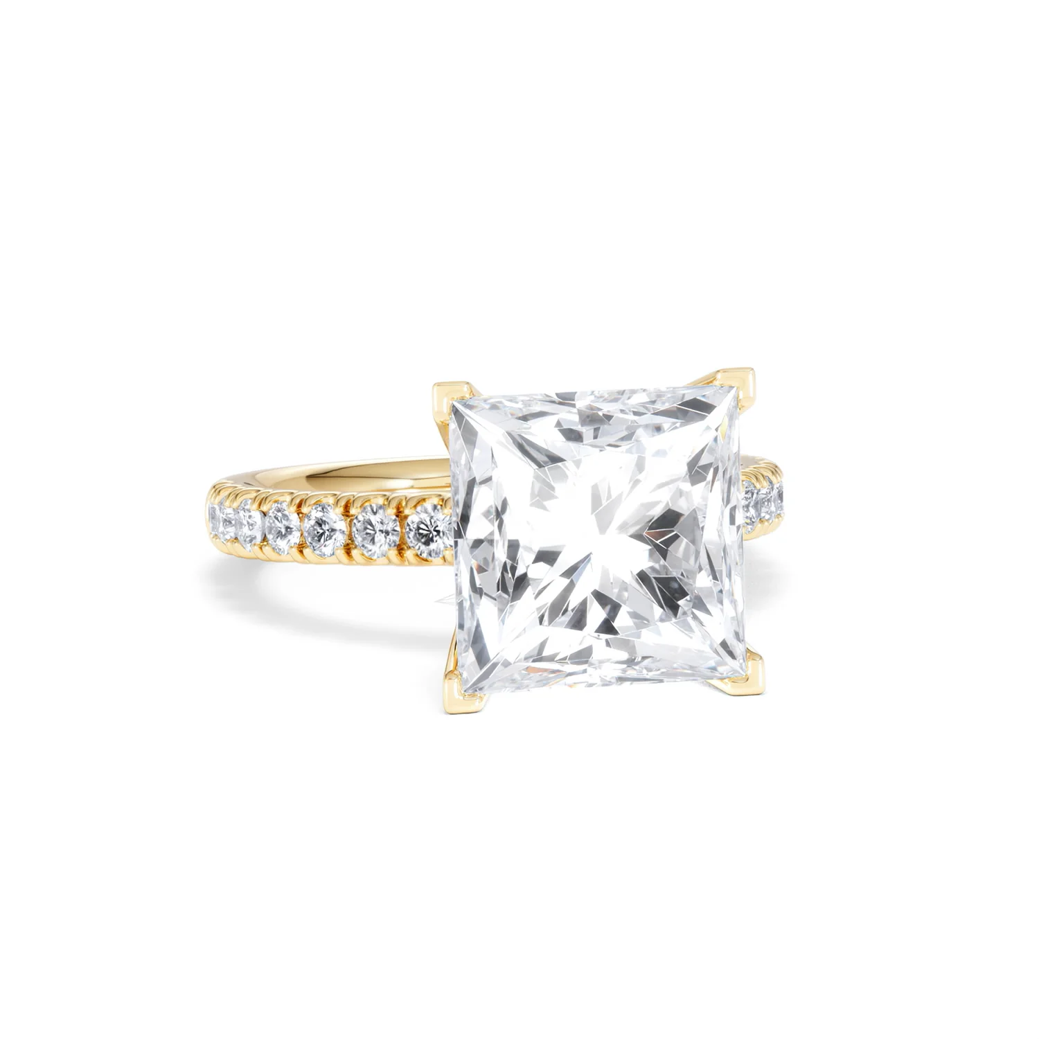 Katerina 5.55ct Lab Diamond Princess Cut Engagement Ring in 18K Yellow Gold G/VS1 - Image 10