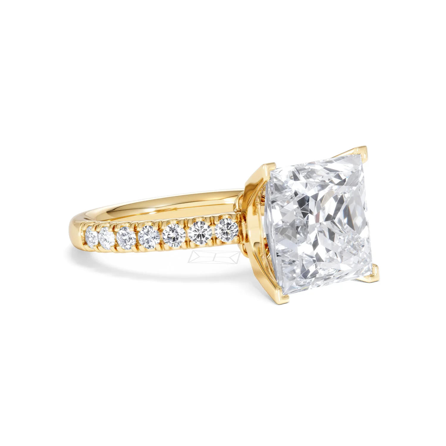 Katerina 5.55ct Lab Diamond Princess Cut Engagement Ring in 18K Yellow Gold G/VS1 - Image 16
