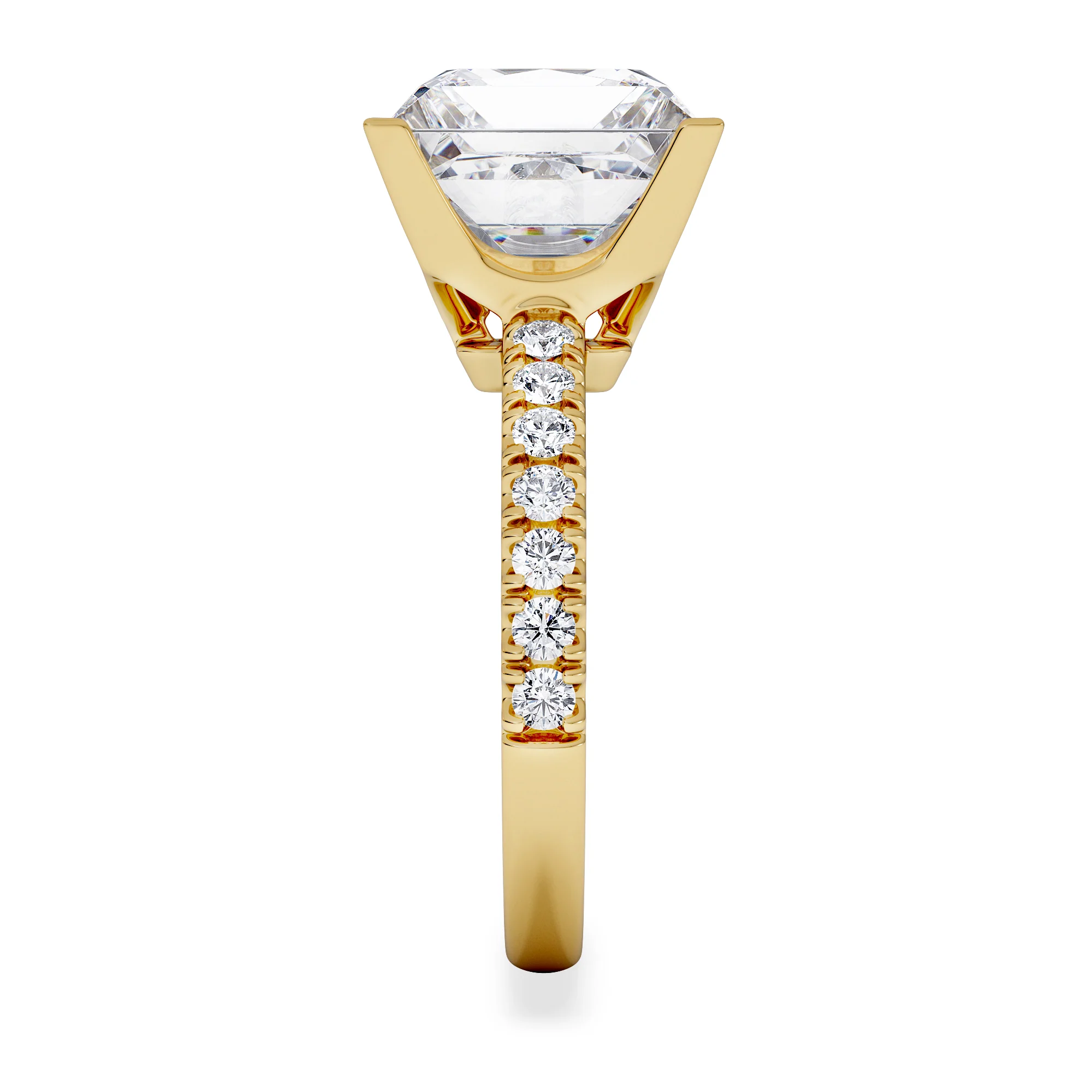 Katerina 5.55ct Lab Diamond Princess Cut Engagement Ring in 18K Yellow Gold G/VS1 - Image 5