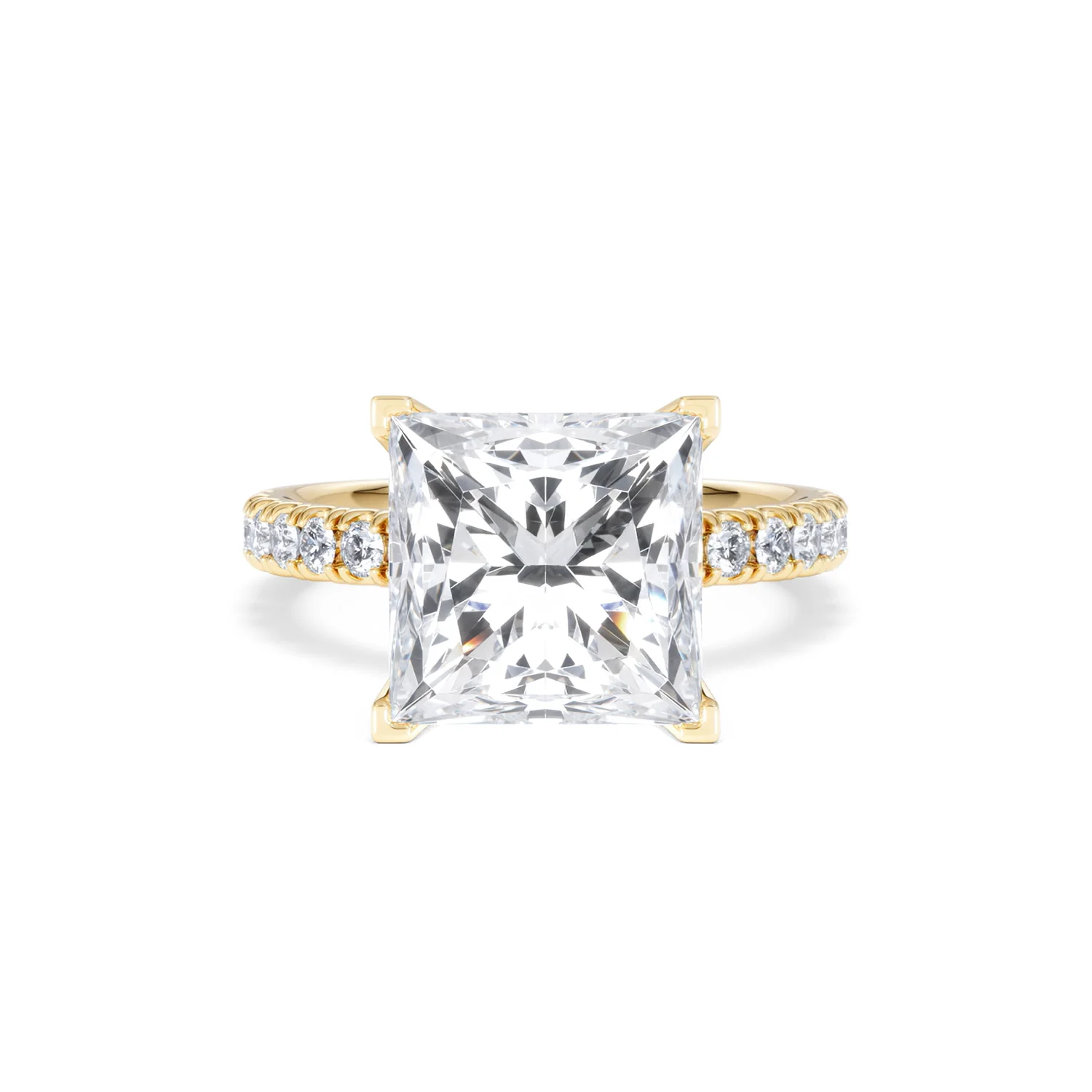 Katerina 5.55ct Lab Diamond Princess Cut Engagement Ring in 18K Yellow Gold G/VS1 - Image 7