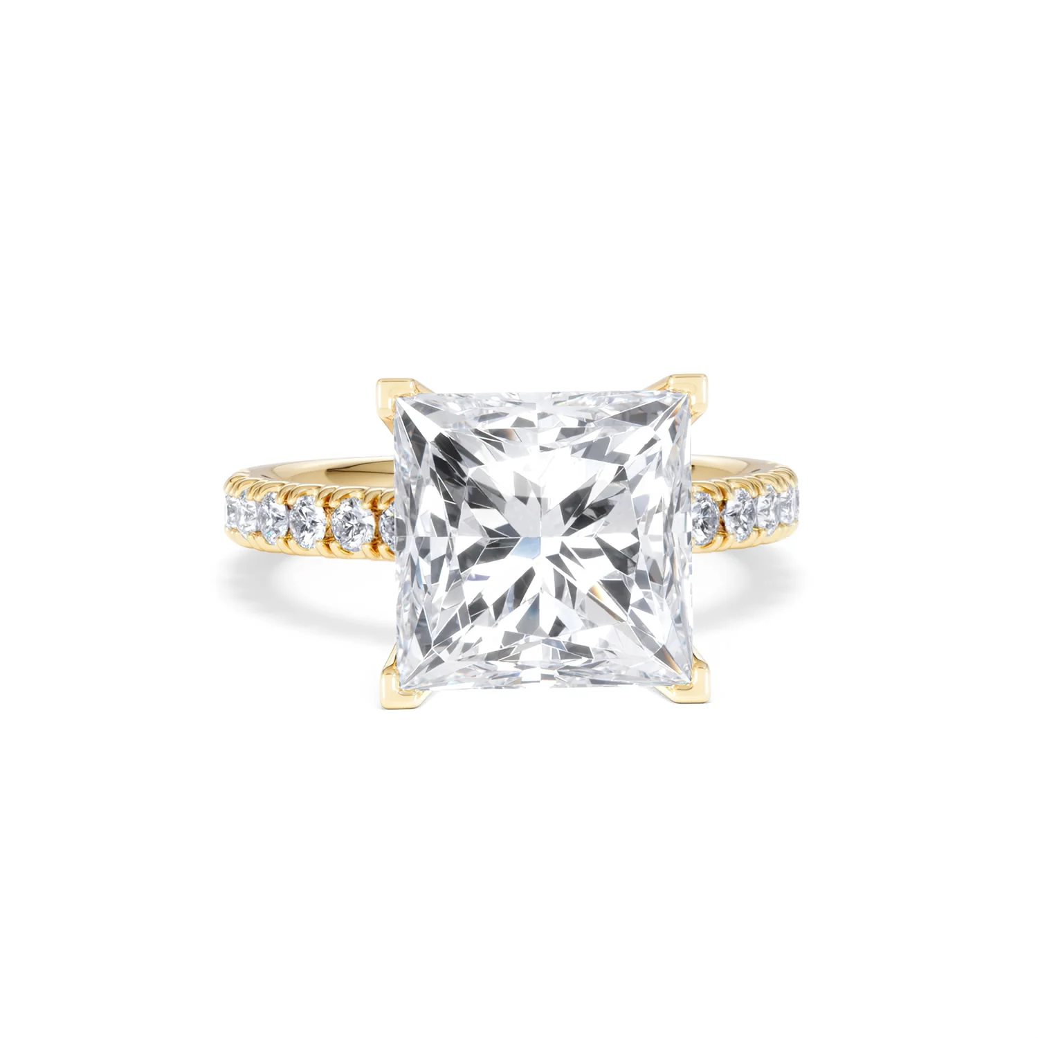 Katerina 5.55ct Lab Diamond Princess Cut Engagement Ring in 18K Yellow Gold G/VS1 - Image 8