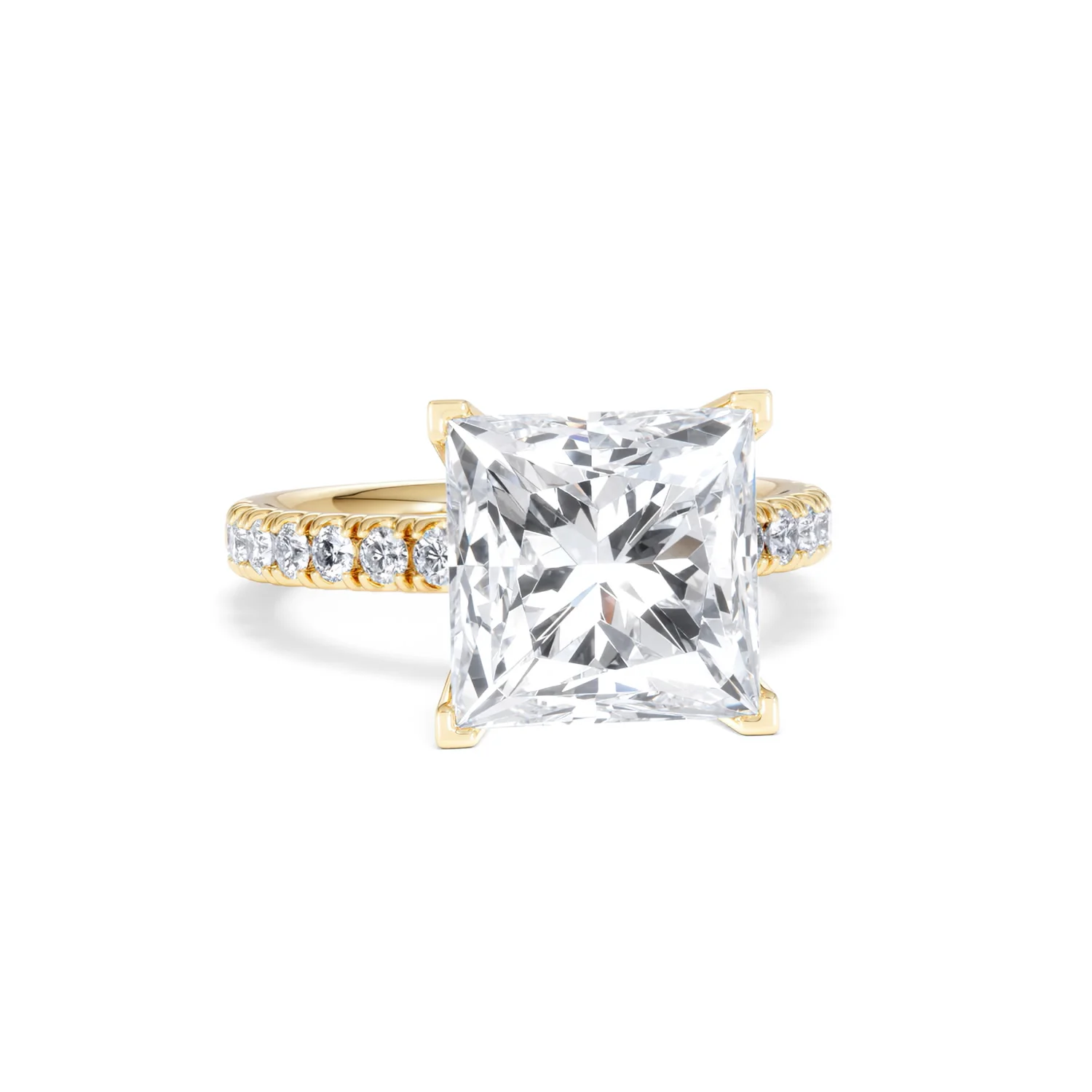 Katerina 5.55ct Lab Diamond Princess Cut Engagement Ring in 18K Yellow Gold G/VS1 - Image 9