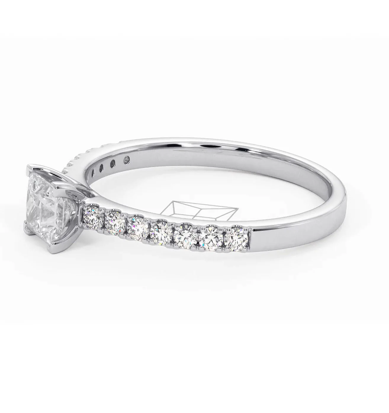 Katerina Princess Diamond Engagement Ring 18KW Gold 0.85ct G/SI2 - Image 102