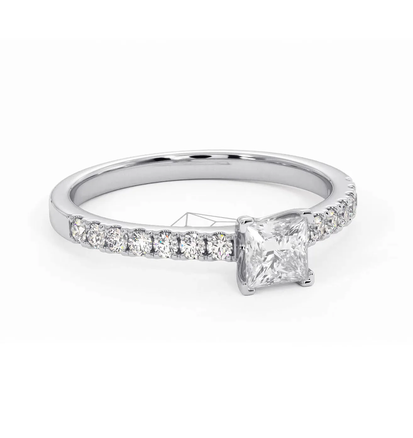 Katerina Princess Diamond Engagement Ring 18KW Gold 0.85ct G/SI2 - Image 163