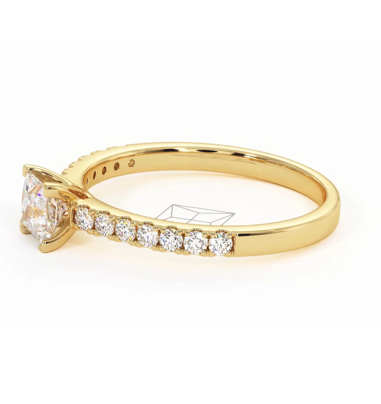 Katerina Lab Princess Diamond Engagement Ring 18K Gold 0.85ct F/VS1 - Image 103