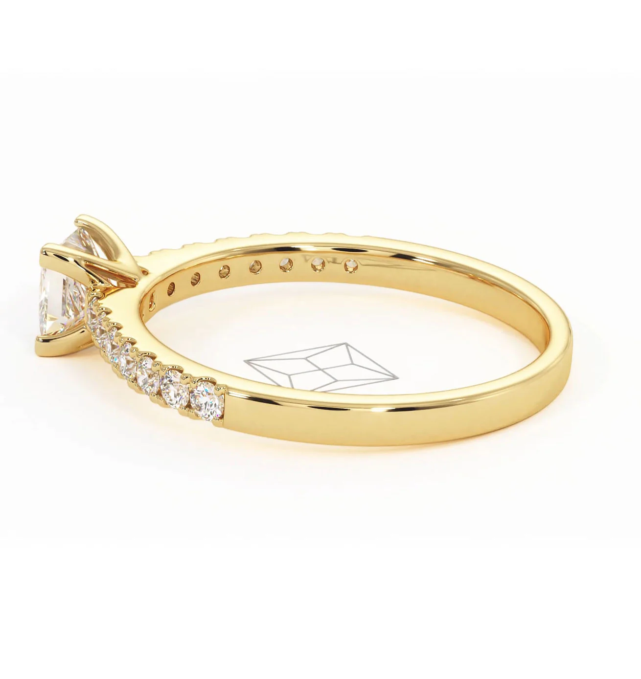 Katerina Lab Princess Diamond Engagement Ring 18K Gold 0.85ct F/VS1 - Image 112