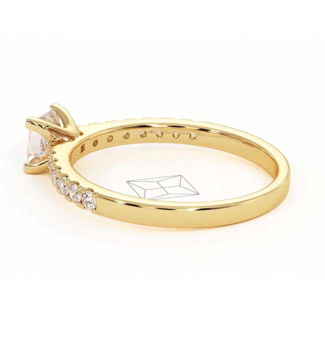 Katerina Lab Princess Diamond Engagement Ring 18K Gold 0.85ct F/VS1 - Image 114