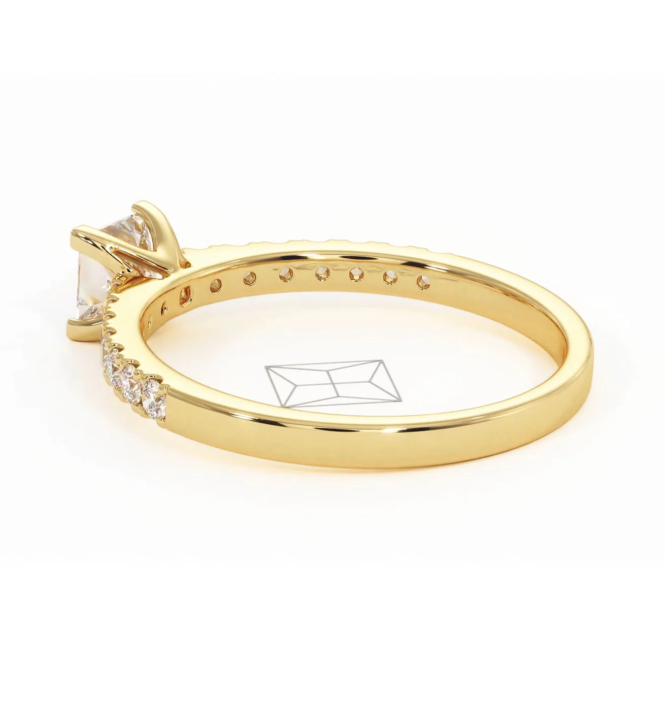 Katerina Lab Princess Diamond Engagement Ring 18K Gold 0.85ct F/VS1 - Image 116
